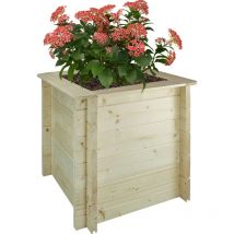 Plate-bande surélevée en bois - 58x58xH57 cm – Jardinières en bois pour fleurs, herbes aromatiques, légumes- bois massif pin/épicéa 28 mm Timbela M618