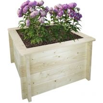 Plate-bande surélevée en bois - 78x78xH46 cm – Jardinières en bois pour fleurs, herbes aromatiques, légumes- bois massif pin/épicéa 28 mm Timbela M620