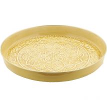 Plateau berbère en métal émaillé moutarde