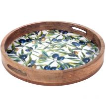Signes Grimalt Plateau de cuisine Boîtes d'olives du plateau ronde et plateaux blancs 5x35x35cm 25183