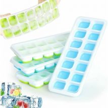 Plateau de congélation en Silicone pour bébé avec Couvercle, 4 Paquets Bac à glaçons, Congélation Bébé Food Rangement Nourriture pour Aliments pour