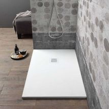 Kiamami Valentina - Plateau De Douche 150X80cm Résine Blanc Avec Couvercle De Bonde Muse
