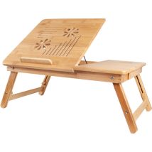 So-tech - Table Pour Ordinateur Portable, Plateau De Lit Pliable, Bureau Ajustable Avec Grande Ventilation, Matériau: Bambou