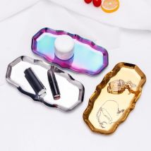 Feiyue - Plateau de rangement ondulé en acier inoxydable, plateau à gâteaux, organisateur de bijoux de bureau