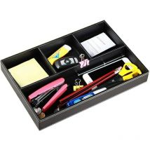 Plateau de rangement pour table de chevet, 4 compartiments, en cuir synthétique, pour homme, idéal pour ranger des articles de papeterie.