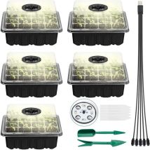 Choyclit - Plateau de semis 5 pièces Propagateur de Plantes avec lumière Plateau de départ rembourré pour semis avec fenêtre Ajustable pour serres et