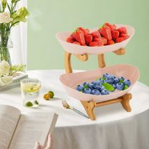 Gojoy - Plateau de service de fruits à 2 niveaux support de gâteau bol de fruits support de panier de fruits