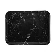 Plateau de Service Effet Marbre 'Mela' 43cm Noir