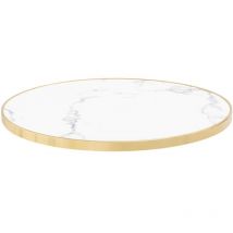 Plateau de table rond marbre blanc cerclage doré 60cm Montmartre