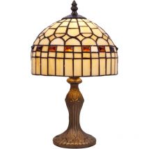 Fijalo - Petite lampe de table Tiffany Beige diamètre 20 cm Série Compact