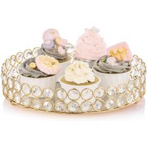 Plateau décoratif en cristal miroir de 25 cm de diamètre pour commode – Superbe plateau décoratif pour parfums et bijoux