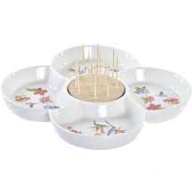 Plateau Dkd Home Decor multicolore bambou naturel gres tropical 22 x 22 x 7 cm