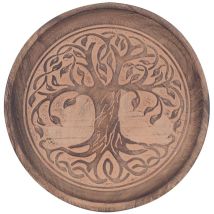 Assiette Plateau arbre de vie sculpté – Bois de manguier – 16 cm – Plateau de table