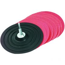 Tivoly • 9 Pièces • Plateau Ponceur Auto-Agrippant pour Perceuse & sa Monture • Caoutchouc • Ø125mm • Tige Ø8mm • 8 Disques Abrasives