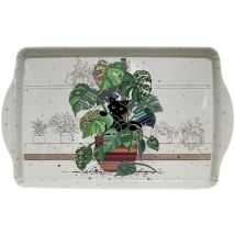 Plateau rectangulaire chaton et monstera – 38 cm – Mélamine – Electroménager