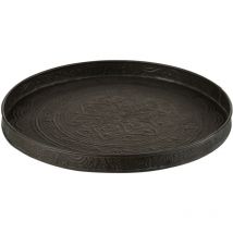 Decossima - Plateau rond en métal embossé noir