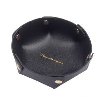 Plateau rond en cuir, plateau de rangement en cuir, plateau à bijoux en simili cuir, plateau de rangement pour pièces de monnaie pour clés, montres,