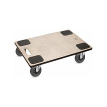 Plateau roulant de manutention 600x400 MOBILIX 4x caoutchouc pivotantes NOIR - 200 Kg