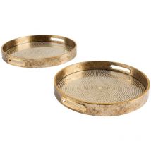 Atmosphera Créateur D'intérieur - Lot de 2 plateaux Elya doré D31 35cm