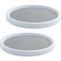 Ensoleille - Plateau Tournant en Plastique pour Epices, 2 Pièces Plateau Tournant Epices Rangement Rond, Etagere a Epices Plateau Pivotant, Plateau
