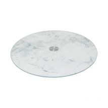 Plateau Tournant en Verre 'Effet Marbre' 31cm Blanc