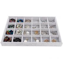 Plateaux à bijoux empilables en velours faits à la main Anneaux Boucles d'oreilles Organisateur de bracelet Plateau de rangement (24 grilles)