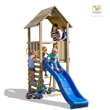 Aire de jeux carol 1 avec échelle, toboggan bleu, toiture - Kit sécurité ancrage - Fungoo