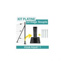Cloture&jardin - Kit Platine pour Piquet t + 4 vis béton - Gris