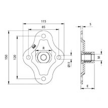Platine "Rustica" à visser avec écrou à double réglage X/Y, M20 - COMMUNELLO