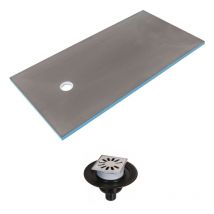 Wedi - Receveur de douche à carreler 160 x 100 Fundo Primo rectangle écoulement excentré + bonde verticale