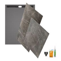 Wedi - Receveur de douche à carreler 180 x 90 Fundo Riolito Neo + revêtement Top marble grey brown + colle + ecoulement linéaire horizontal + kit