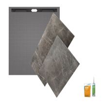 Wedi - Receveur de douche à carreler 180 x 90 Fundo Riolito Neo + revêtement Top marble grey brown + colle