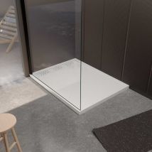Aurlane - Plato de ducha Blanco Efecto Granito 90x120x3cm + Rejilla Blanca Mate