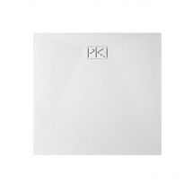 Kinedo - Plato de ducha de 90x90 cm en resina efecto piedra blanca mate pietraviva PIPIV249090BM Blanco