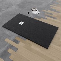 Plato de ducha de resina DELUXE extraplano 75x160 cm Negro
