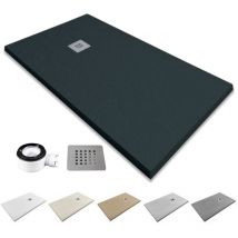 Jysan - Plato de Ducha de Resina Extraplano Antideslizante Válvula de Desagüe y Rejilla Pizarra Suave Antracita 90 x 160 cm