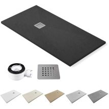 Jysan - Plato de Ducha de Resina Extraplano Antideslizante Válvula de Desagüe y Rejilla Pizarra Suave Antracita 90 x 200 cm