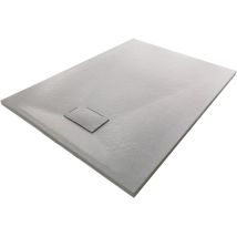 Bernstein - Plato de ducha en smc - 3,2 cm de altura - efecto hormigón gris - 90x90cm, con desagüe tipo b