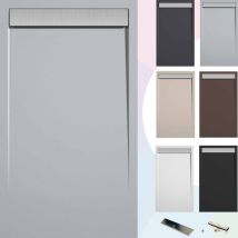 Duschwanne – Harz – Gelcoat – Glatte/stein-textur – Rutschfest – Farbe Grau 180x80 Extra Flach 3 Cm Inox-abdeckung - Soulbath