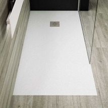 Mirlo - Plato de ducha pizarra pure blanco 100x180 cm Rejilla acero inox.