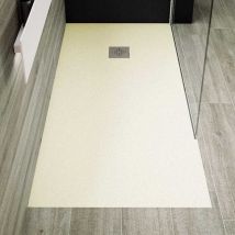 Mirlo - Plato de ducha pizarra pure crema 70x170 cm Rejilla acero inox.