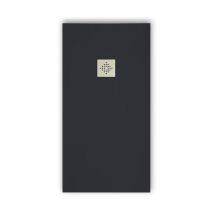 Mirlo - Plato de ducha pizarra pure grafito 80x160 cm Rejilla acero inox.