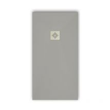 Mirlo - Plato de ducha pizarra pure gris 90x150 cm Rejilla acero inox.