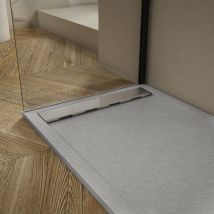 Mirlo - Plato de ducha pizarra ribera gris 90x140cm Rejilla acero inox.