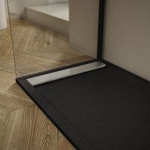 Plato de ducha pizarra ribera negro 90x170cm Rejilla acero inox.