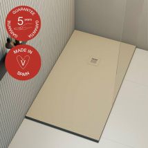 Receveur de douche Poalgi extraplat, beige albero, L.75 x l.170 cm, finition ardoise, série Hos's