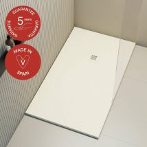 Poalgi - Receveur de douche extraplat, blanc marfil, L.80 x l.140 cm, finition ardoise, série Hos's