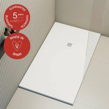 Poalgi - Receveur de douche extraplat, blanc , L.80 x l.110 cm, finition ardoise, série Hos's