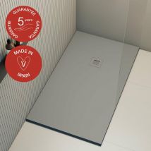 Poalgi - Receveur de douche extraplat, gris ciment, L.70 x l.200 cm, finition ardoise, série Hos's