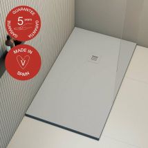 Poalgi - Receveur de douche extraplat, gris humo, L.80 x l.150 cm, finition ardoise, série Hos's